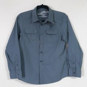HELIX boys button down short sleeve gray Shirt